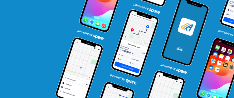 Spare Rider ACT Connect Application Banner Image depicting screenshots of phone application images