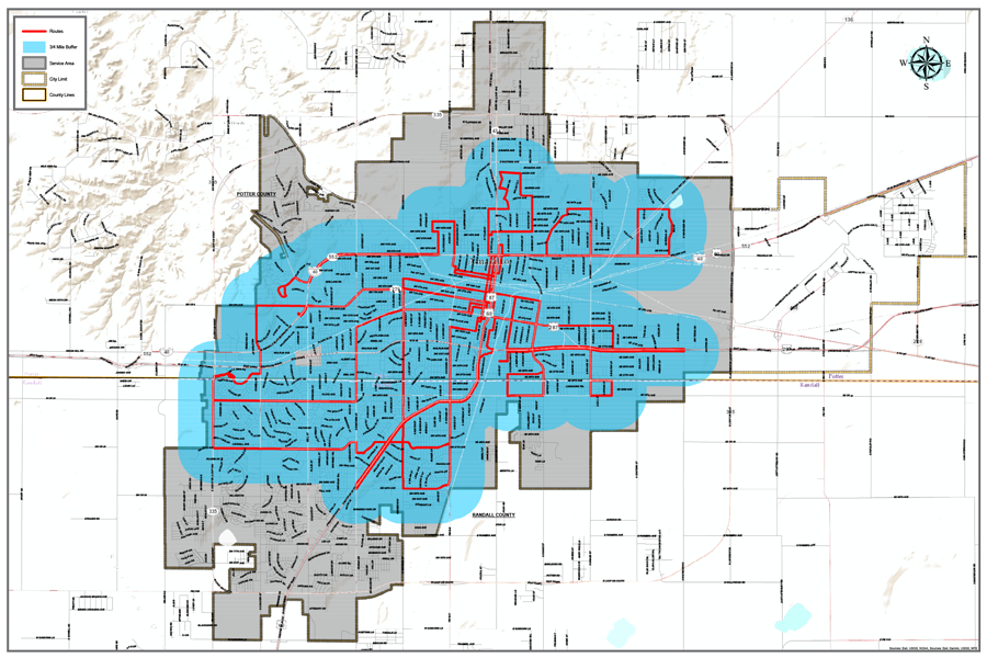 Amarillo City Transit ACT-Connect ADA Route Map