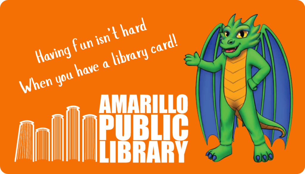 The Amarillo Public Library's kid's card featuring Fable the dragon