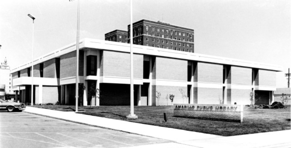 A vintage photo of the Amarillo Public Library in Downtown Amarillo