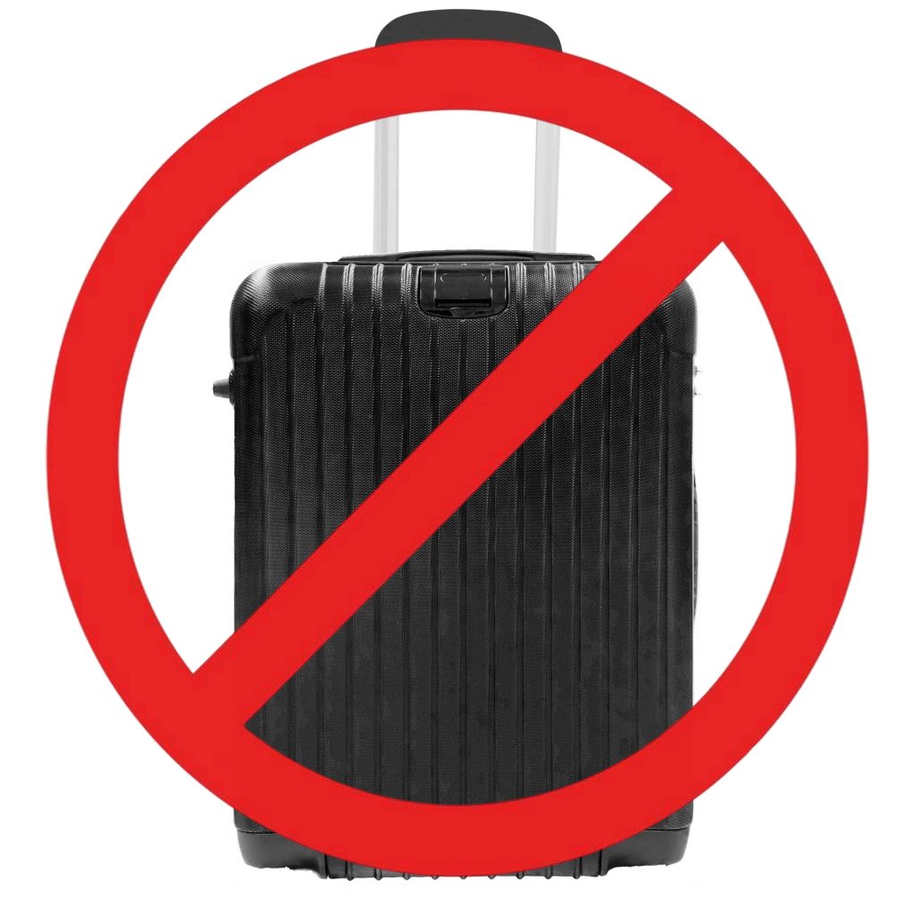 A black suitcase with a red prohibited icon on top