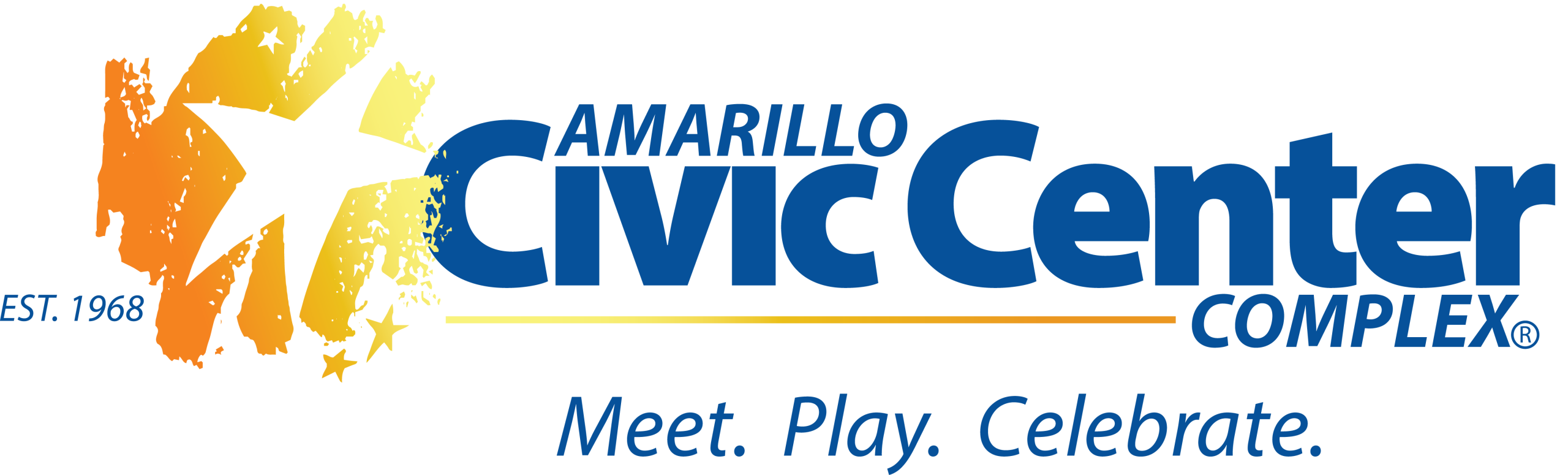 Amarillo Civic Center Complex logo with the words "Meet. Play. Celebrate" at the bottom