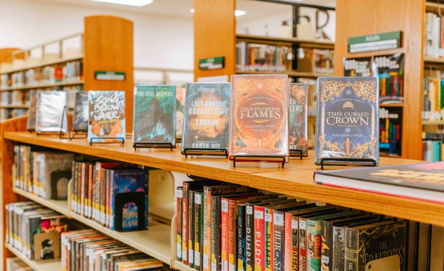 A display of young adult fiction books at the East Branch